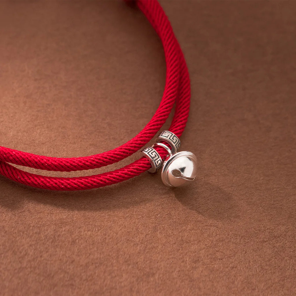 La Monada 15-24cm 925 Sterling Silver Retro Bell Red Rope Bracelets Red Thread Line String Jewelry Bracelets For Women Student